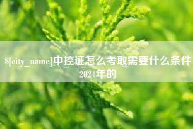 陵水中控证怎么考取需要什么条件2024年的
